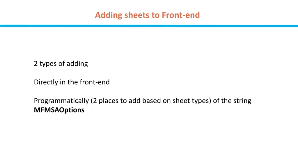 adding sheets to front end