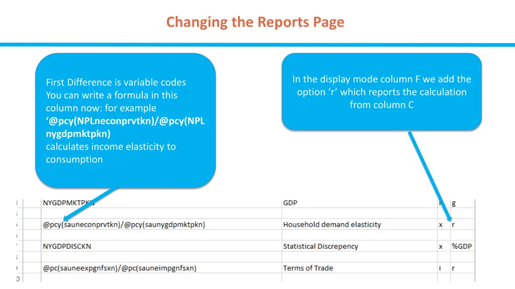 changing the reports page 1