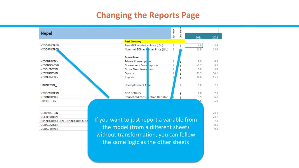 changing the reports page 2