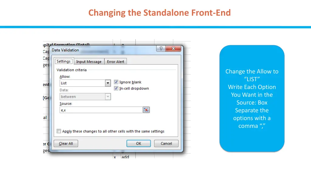 changing the standalone front end 10