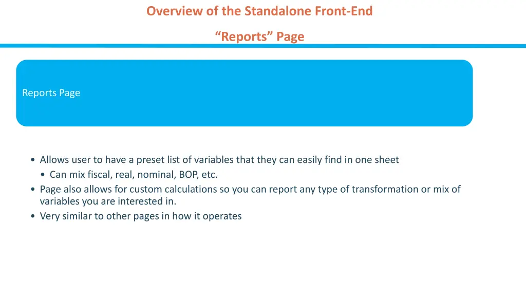 overview of the standalone front end 1