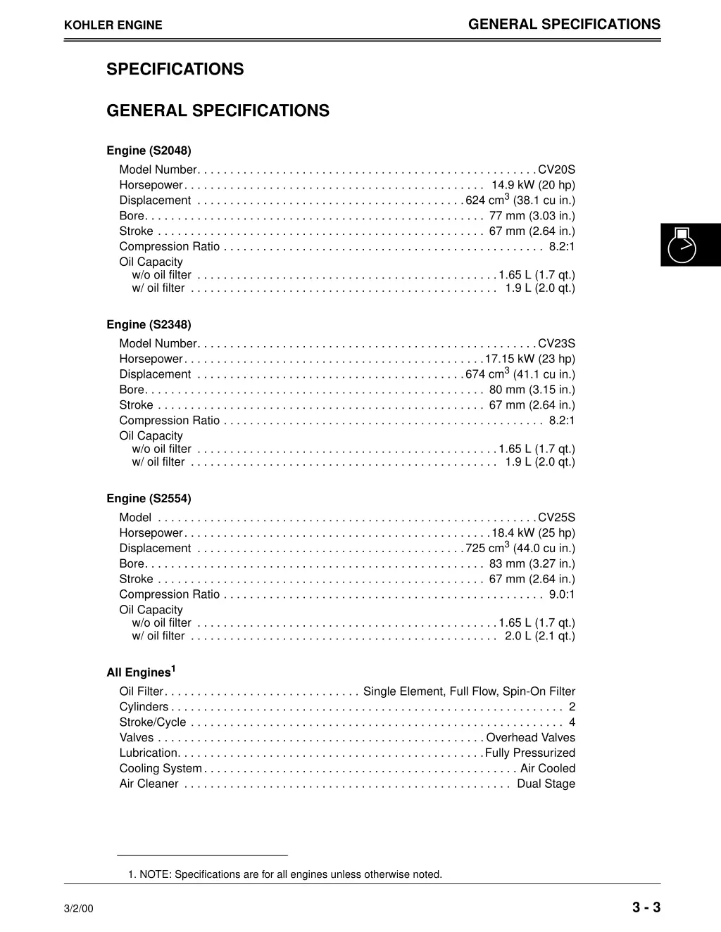 general specifications