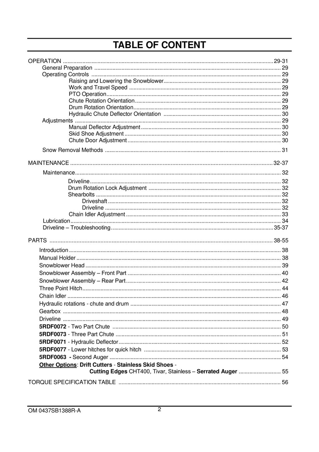 table of content 1