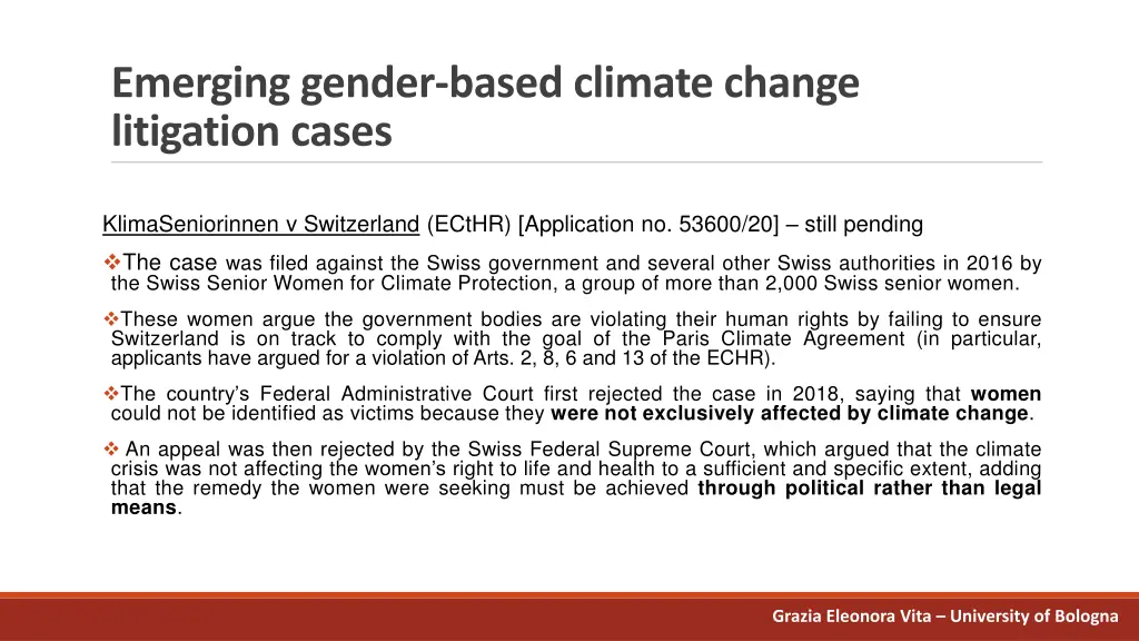 emerging gender based climate change litigation