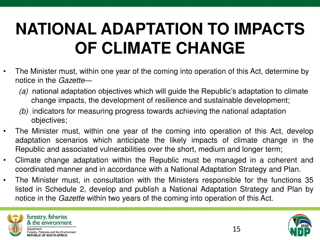 national adaptation to impacts of climate change