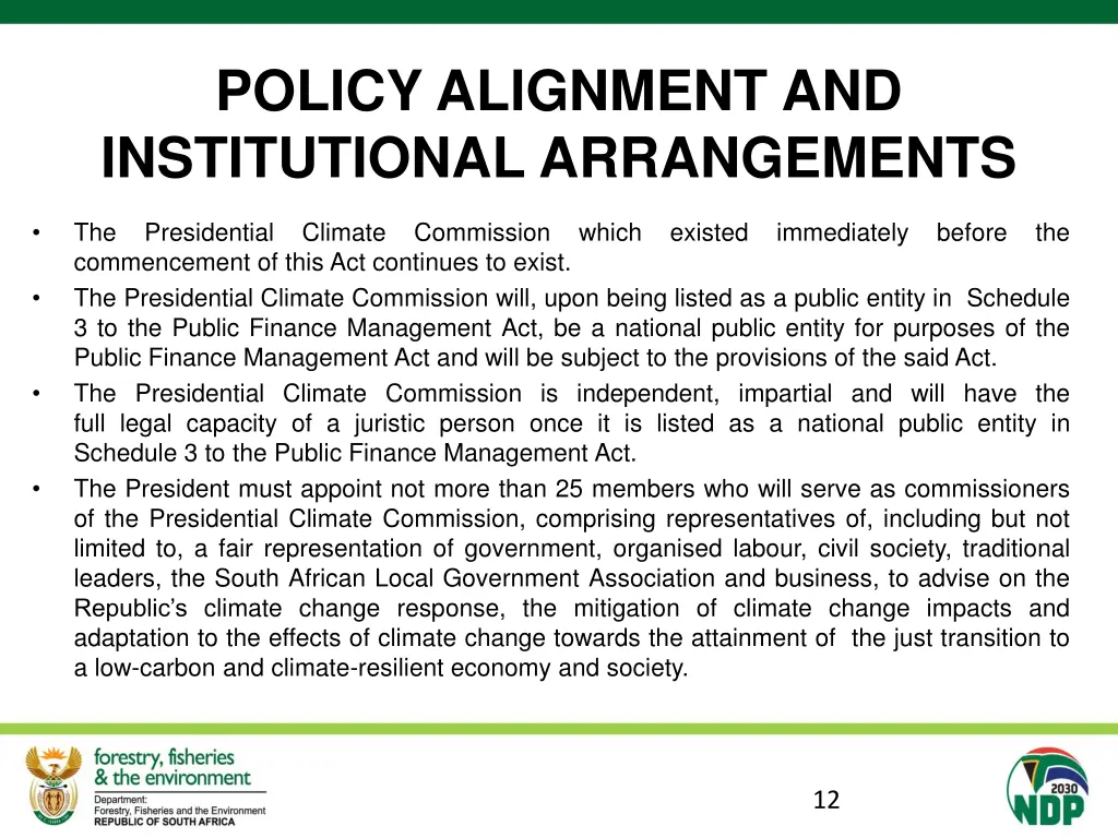 policy alignment and institutional arrangements 1