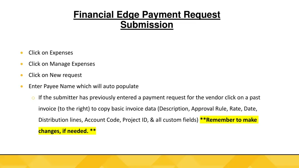 financial edge payment request submission