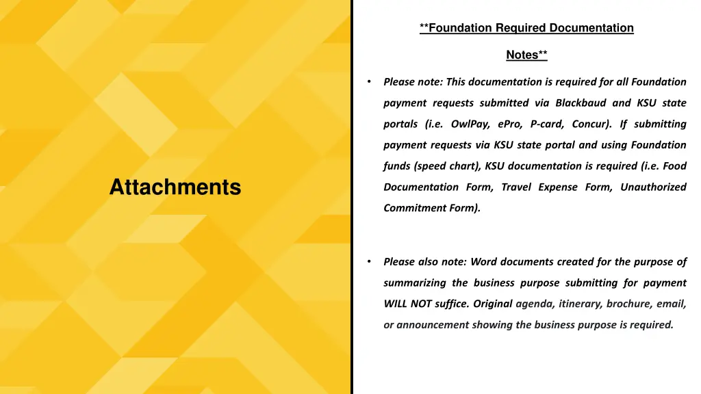 foundation required documentation 2