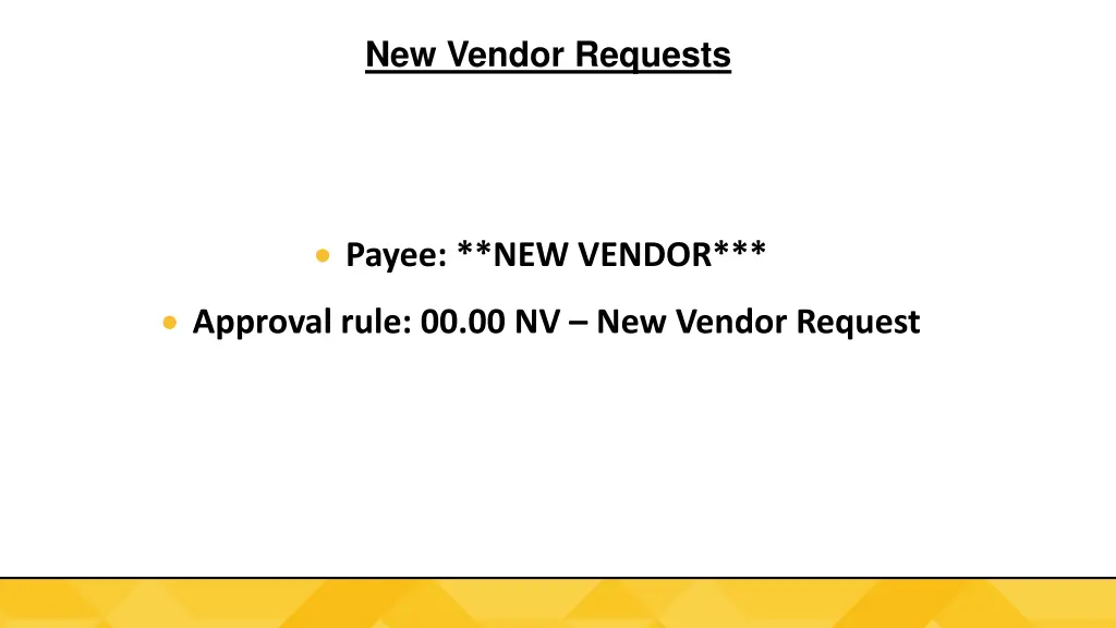 new vendor requests