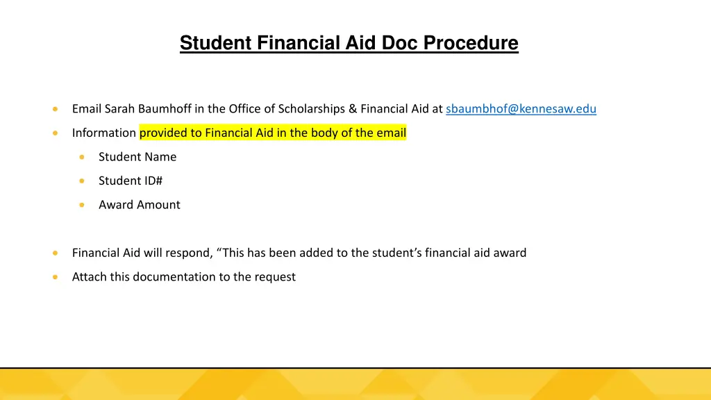 student financial aid doc procedure