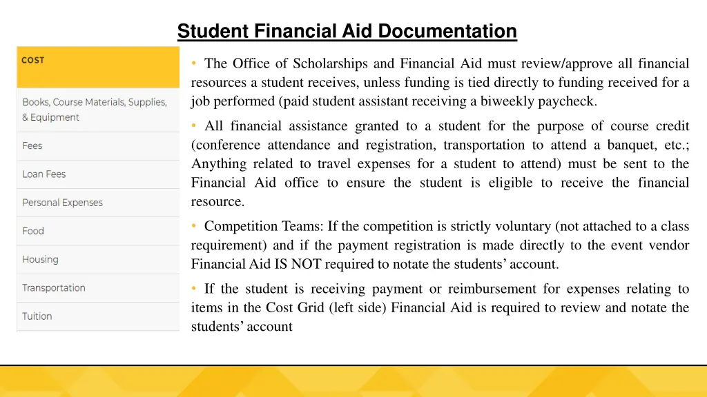 student financial aid documentation