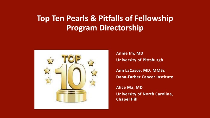 top ten pearls pitfalls of fellowship program