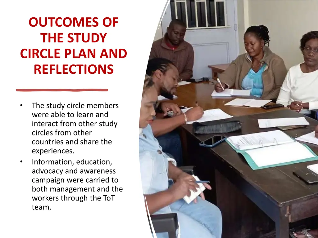 outcomes of the study circle plan and reflections