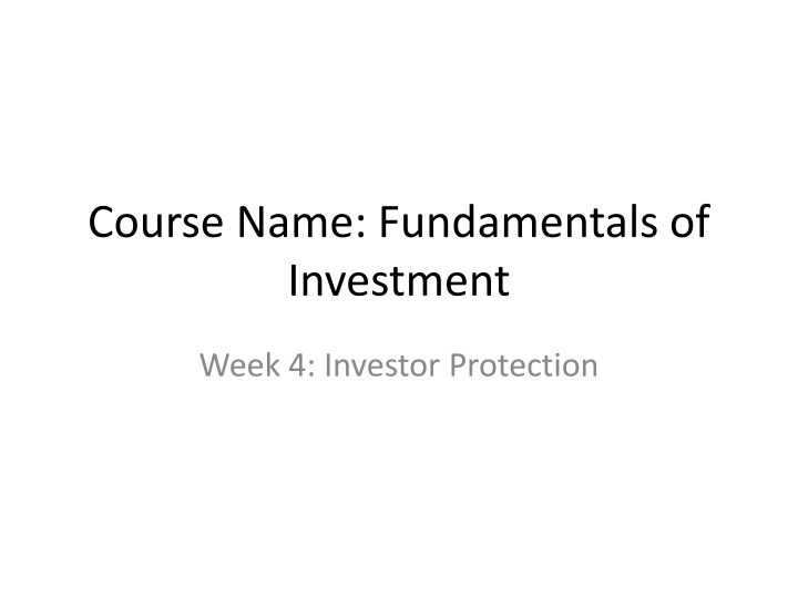 course name fundamentals of investment