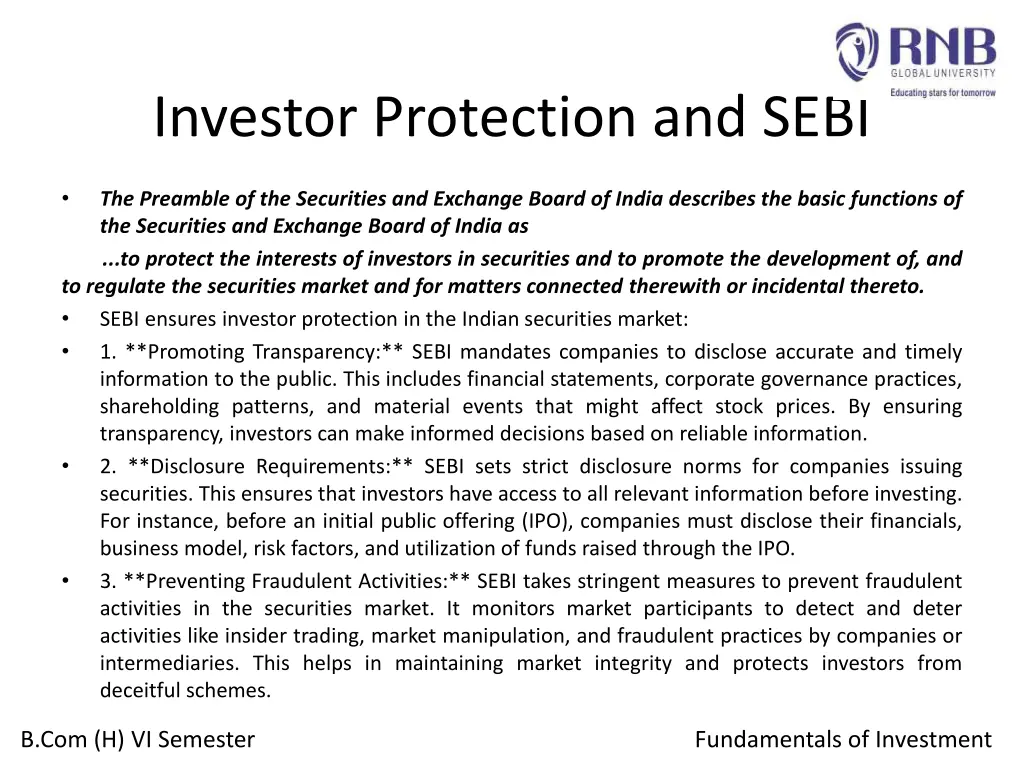 investor protection and sebi