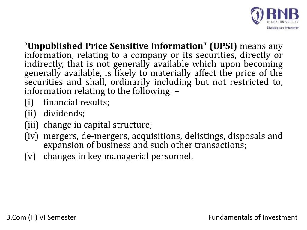 unpublished price sensitive information upsi