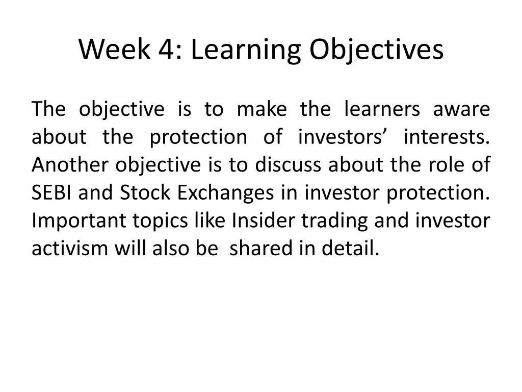 week 4 learning objectives