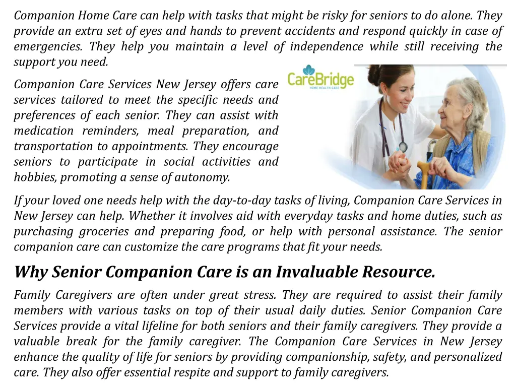 companion home care can help with tasks that