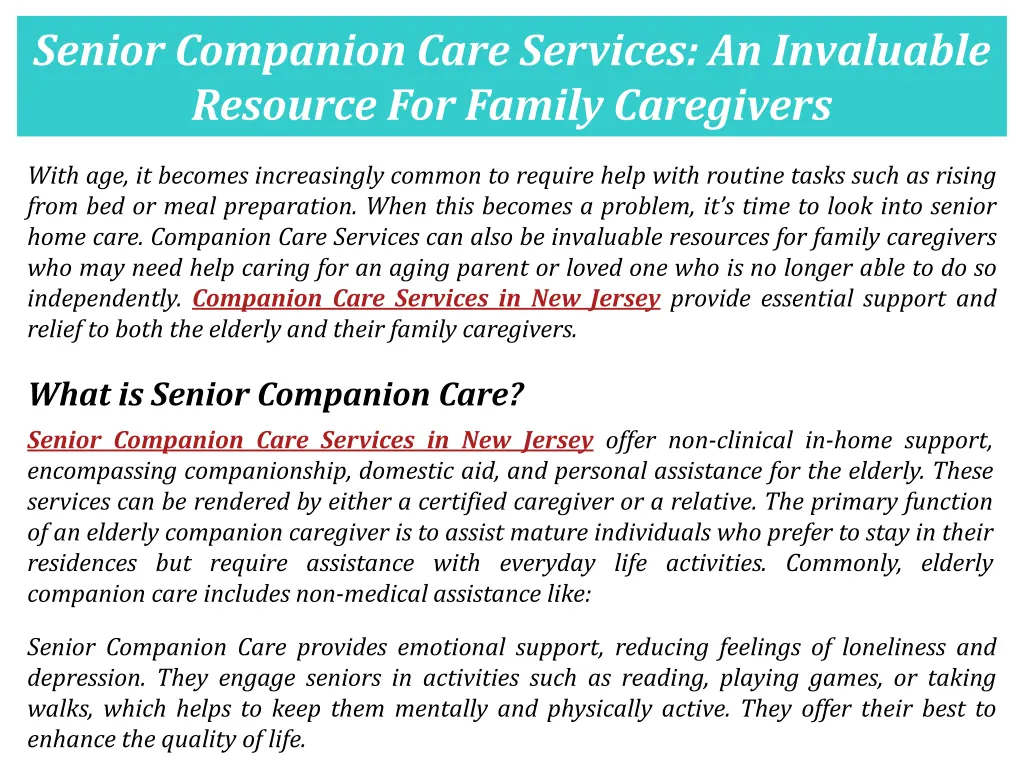 senior companion care services an invaluable