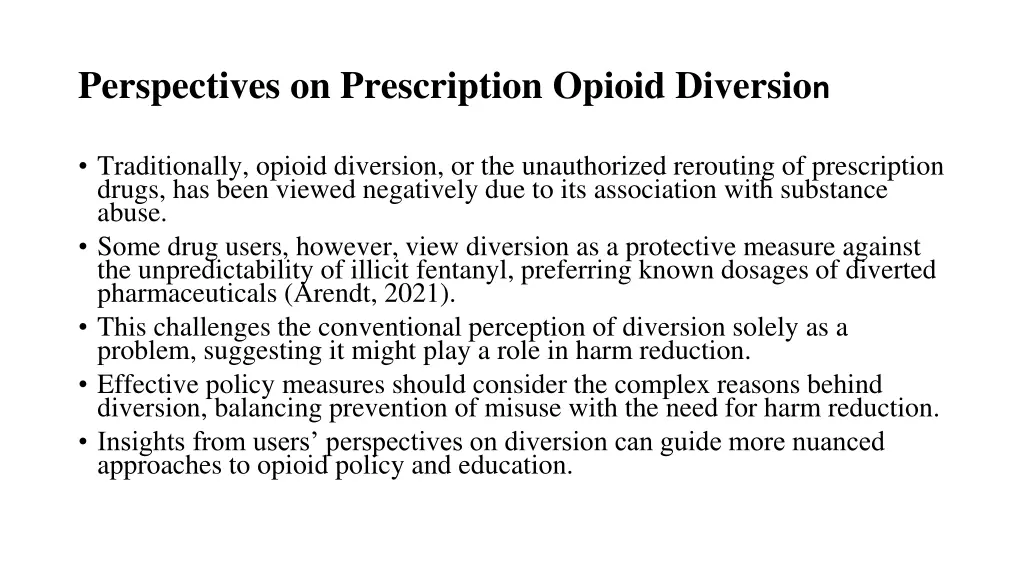 perspectives on prescription opioid diversio n