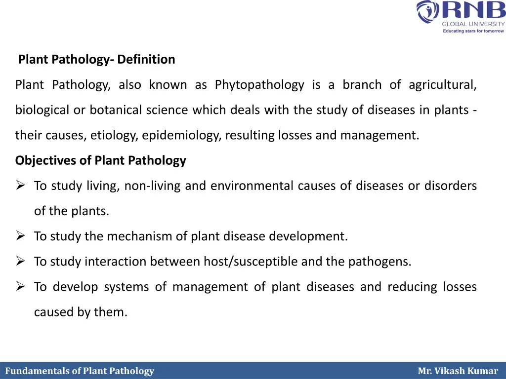 plant pathology definition