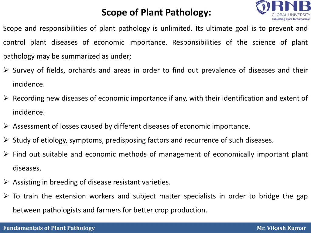 scope of plant pathology