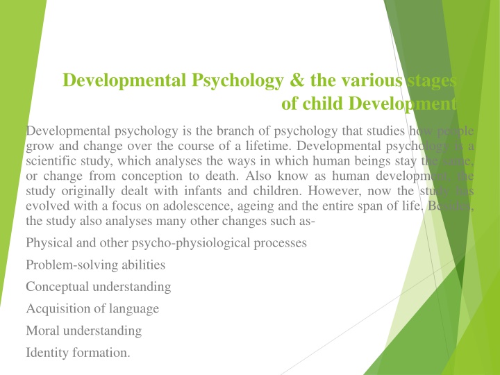 developmental psychology the various stages