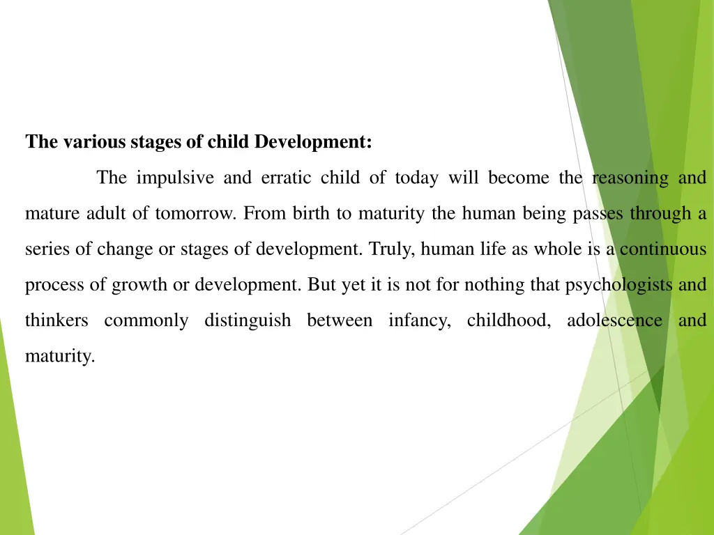 the various stages of child development