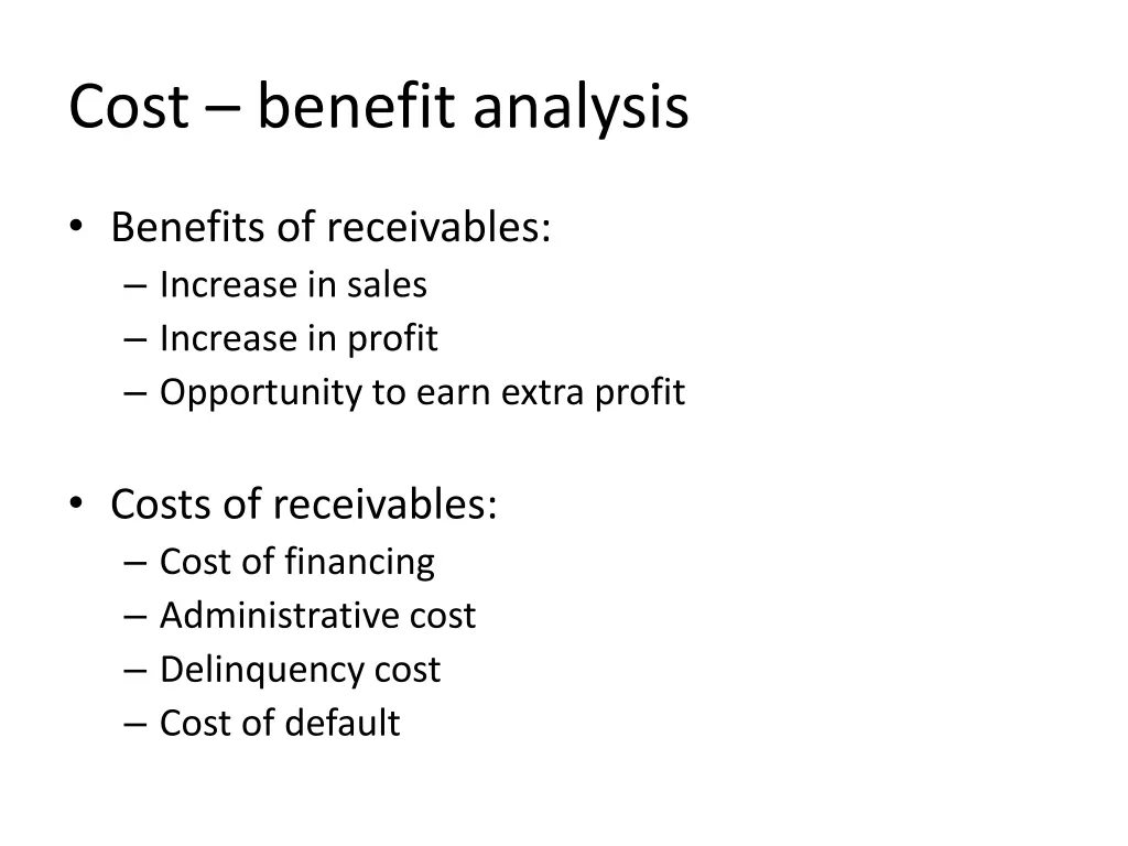 cost benefit analysis