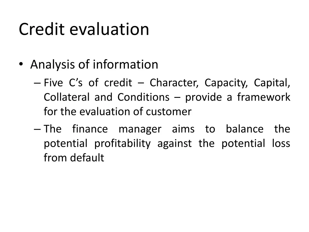 credit evaluation 1