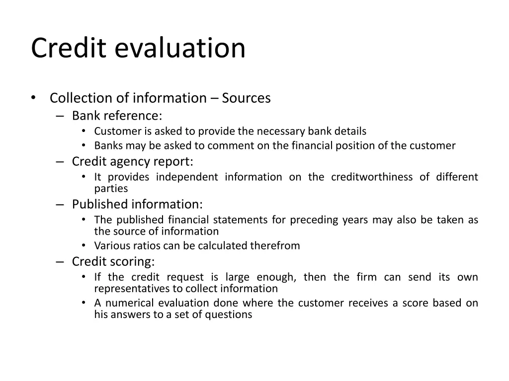 credit evaluation