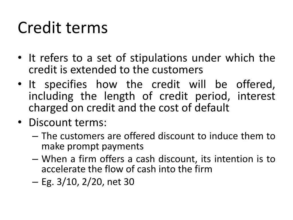 credit terms