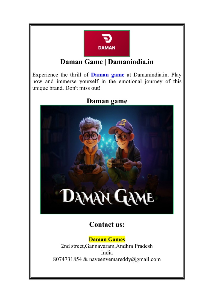 daman game damanindia in