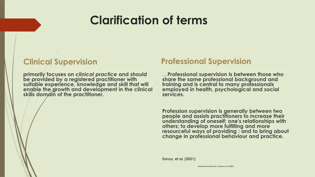 clarification of terms