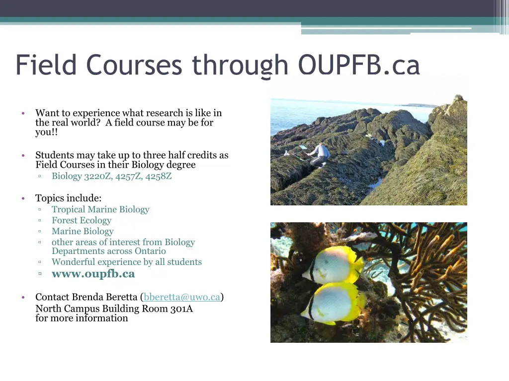 field courses through oupfb ca