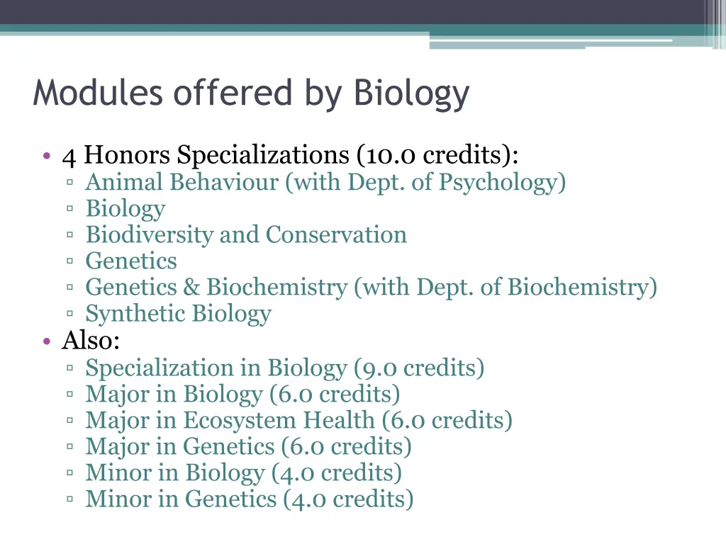 modules offered by biology