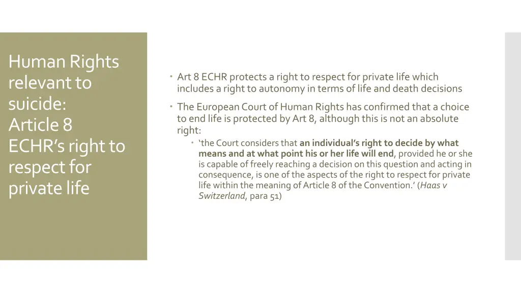 human rights relevant to suicide article 8 echr