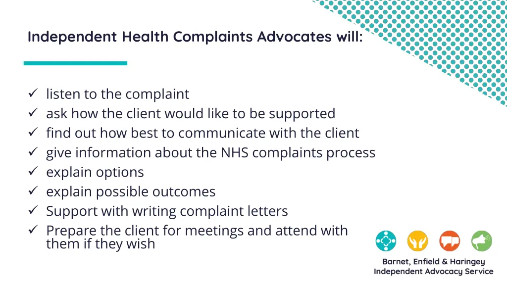 independent health complaints advocates will