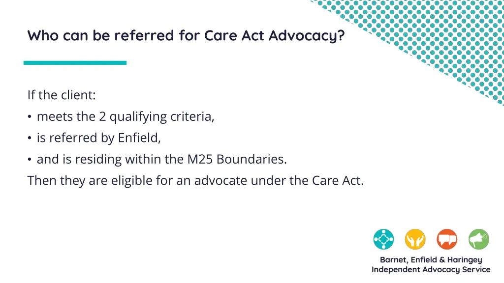 who can be referred for care act advocacy