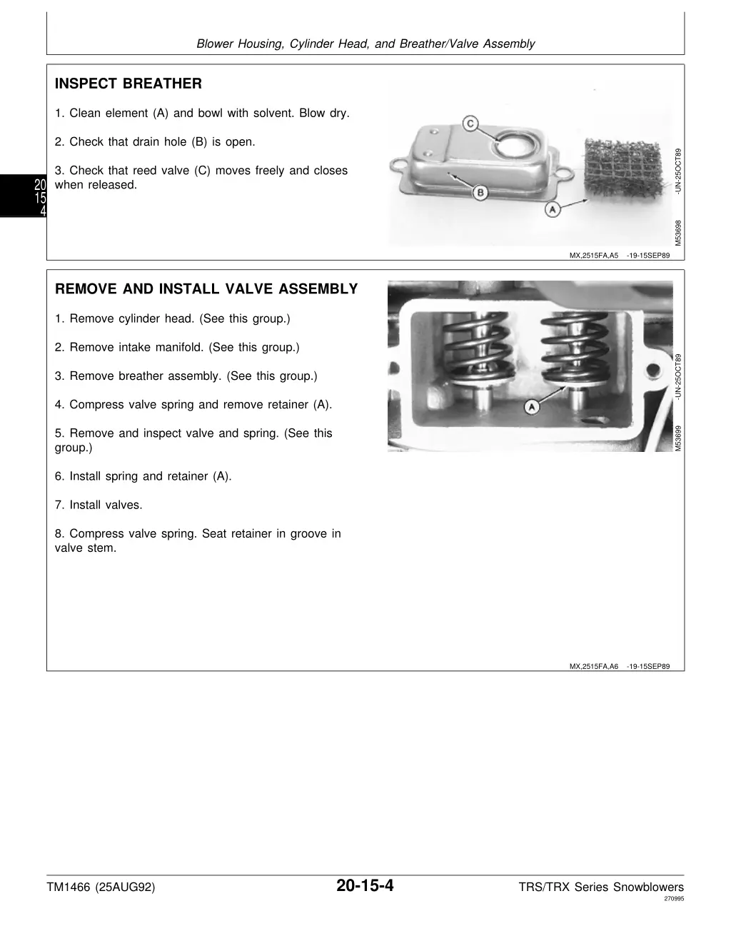 blower housing cylinder head and breather valve