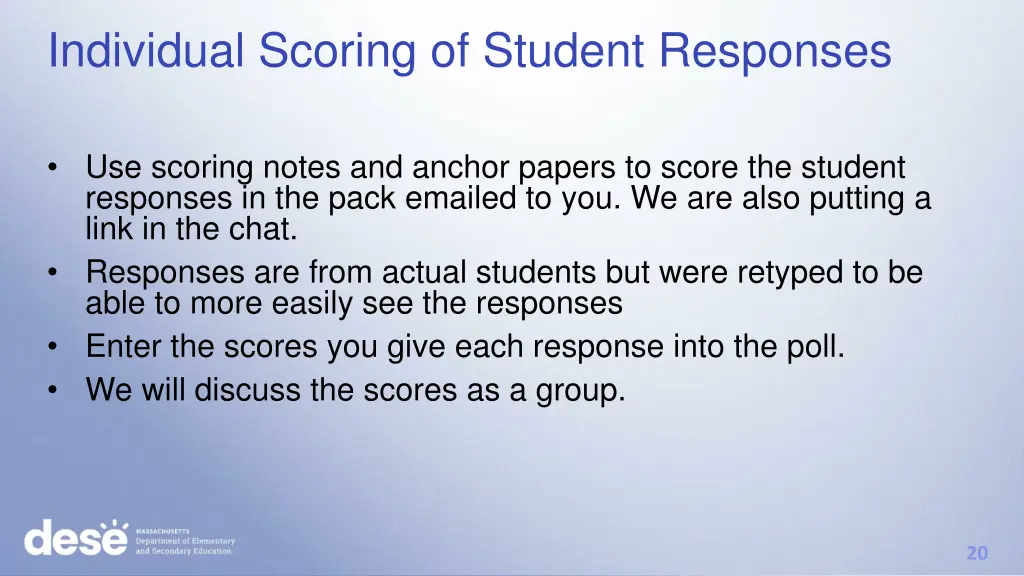 individual scoring of student responses