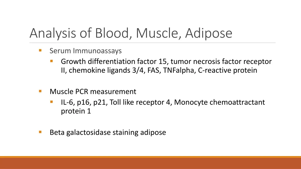 analysis of blood muscle adipose