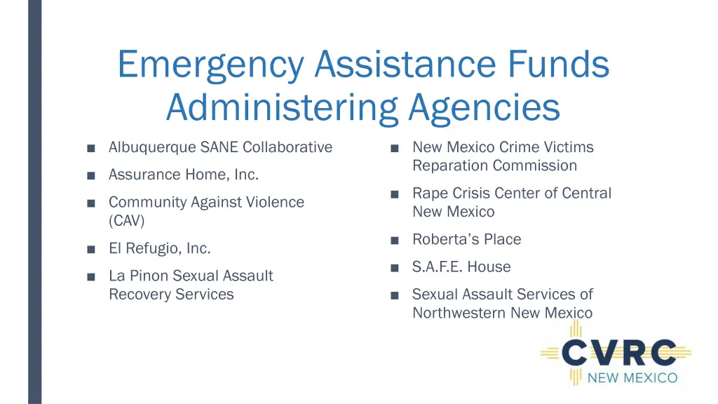 emergency assistance funds administering agencies