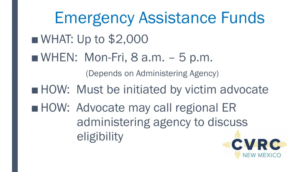 emergency assistance funds what up to 2 000 when