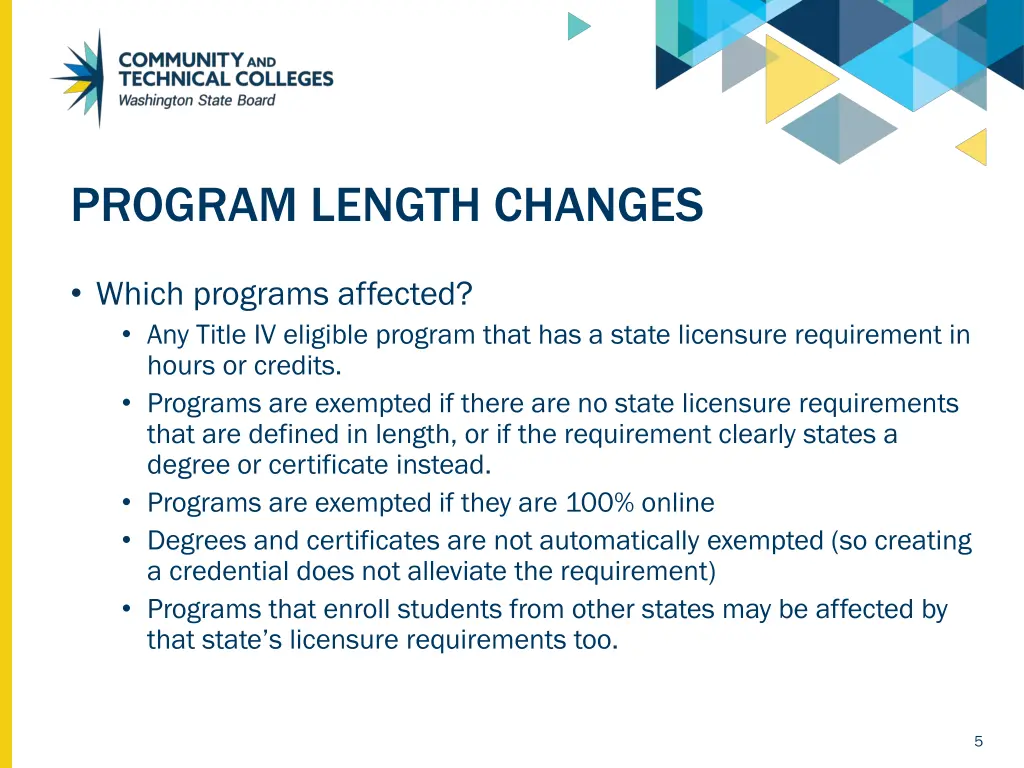 program length changes 1