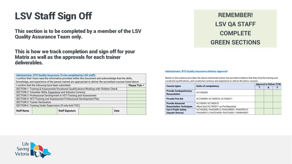 lsv staff sign off