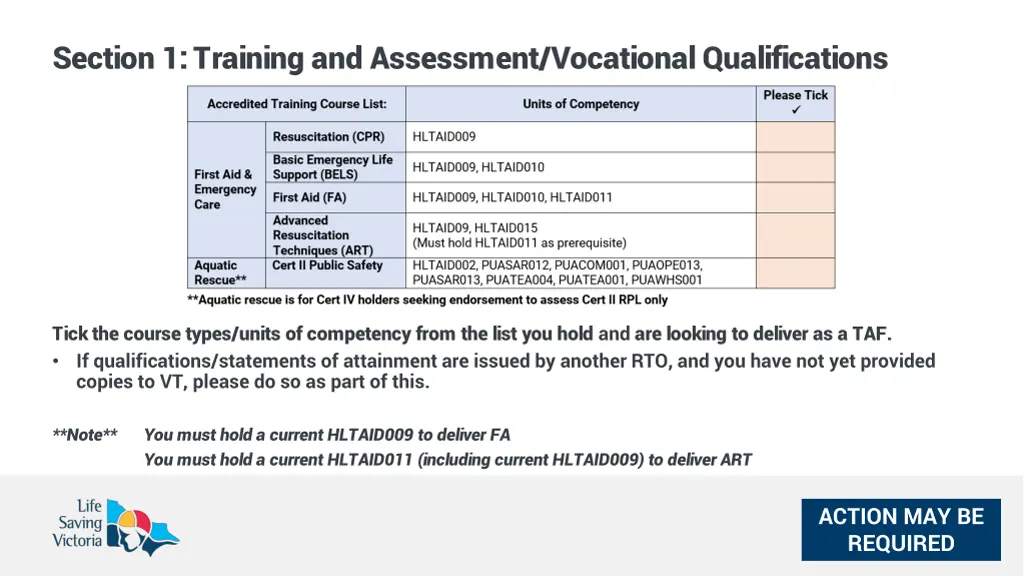 section 1 training and assessment vocational 2