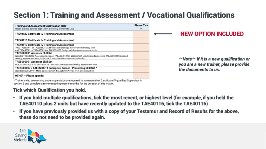 section 1 training and assessment vocational