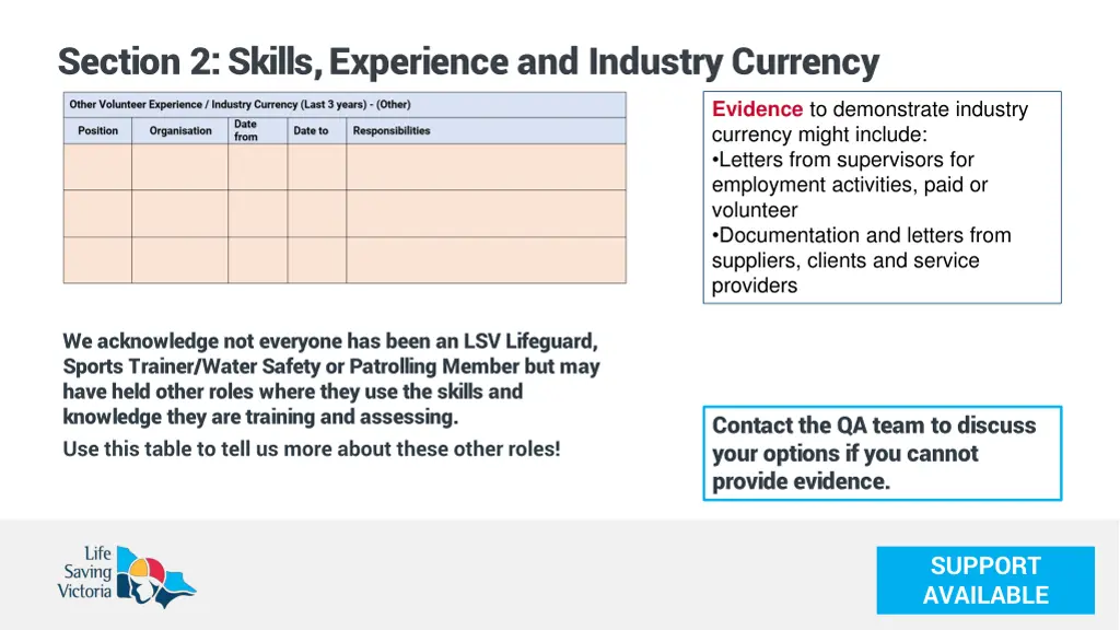 section 2 skills experience and industry currency 4