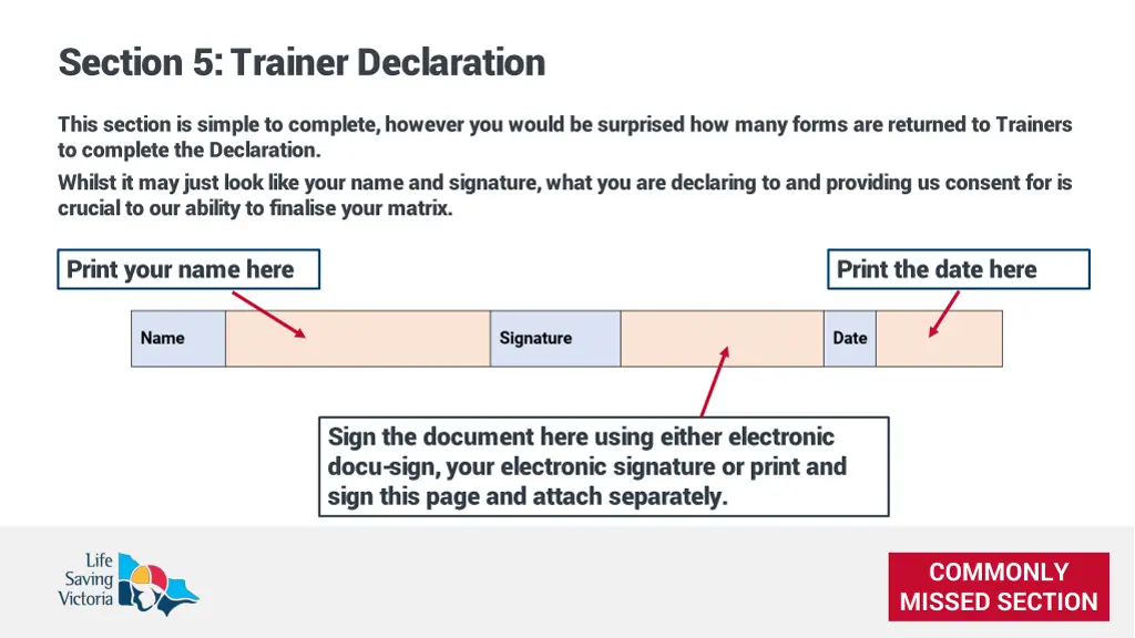 section 5 trainer declaration